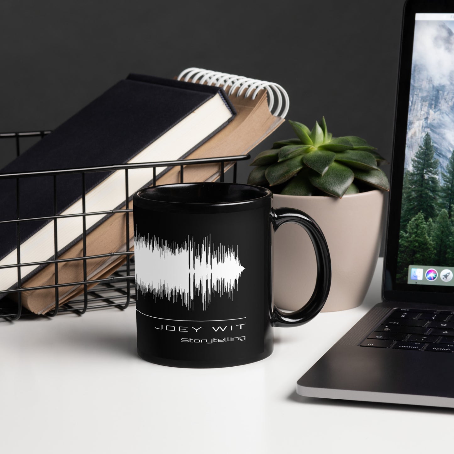 Joey Wit - Black Glossy Mug - Rose Gold #09 Storytelling (audio wave)