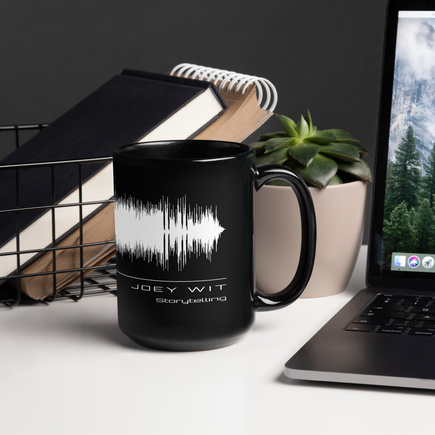 Joey Wit - Black Glossy Mug - Rose Gold #09 Storytelling (audio wave)
