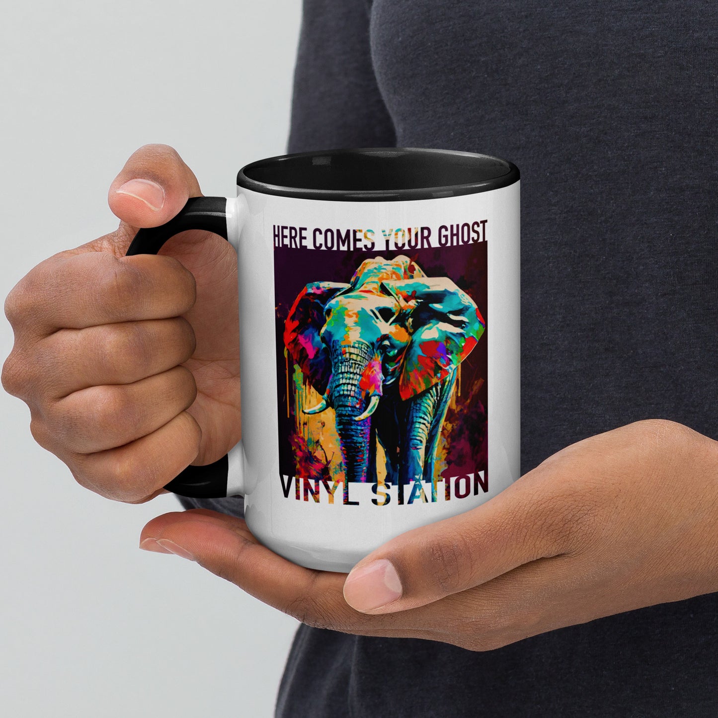 Vinyl Station - Mug with Color Inside - Here Comes Your Ghost