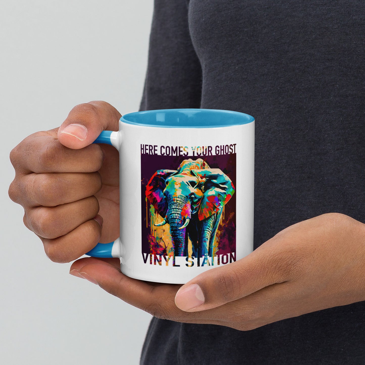 Vinyl Station - Mug with Color Inside - Here Comes Your Ghost