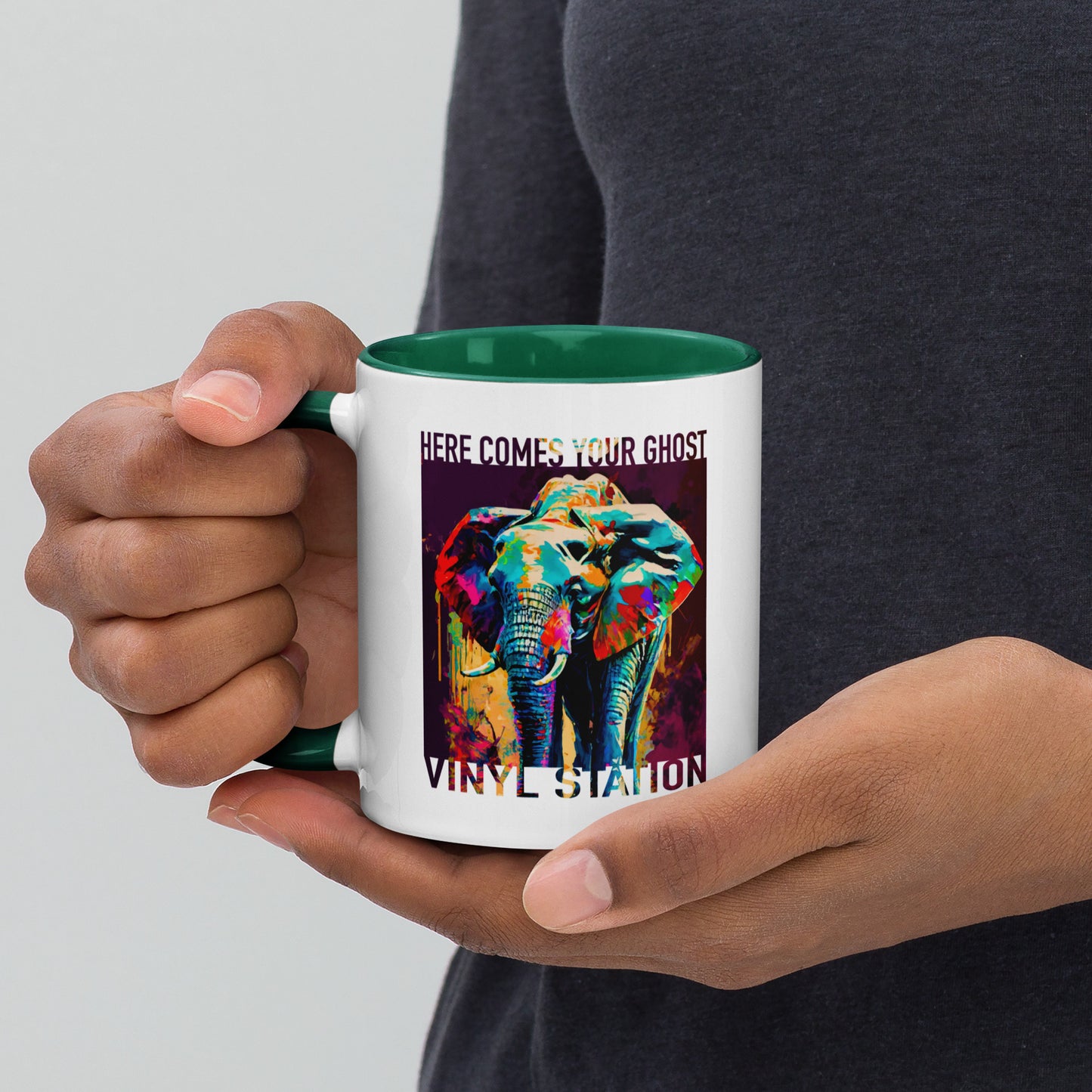 Vinyl Station - Mug with Color Inside - Here Comes Your Ghost