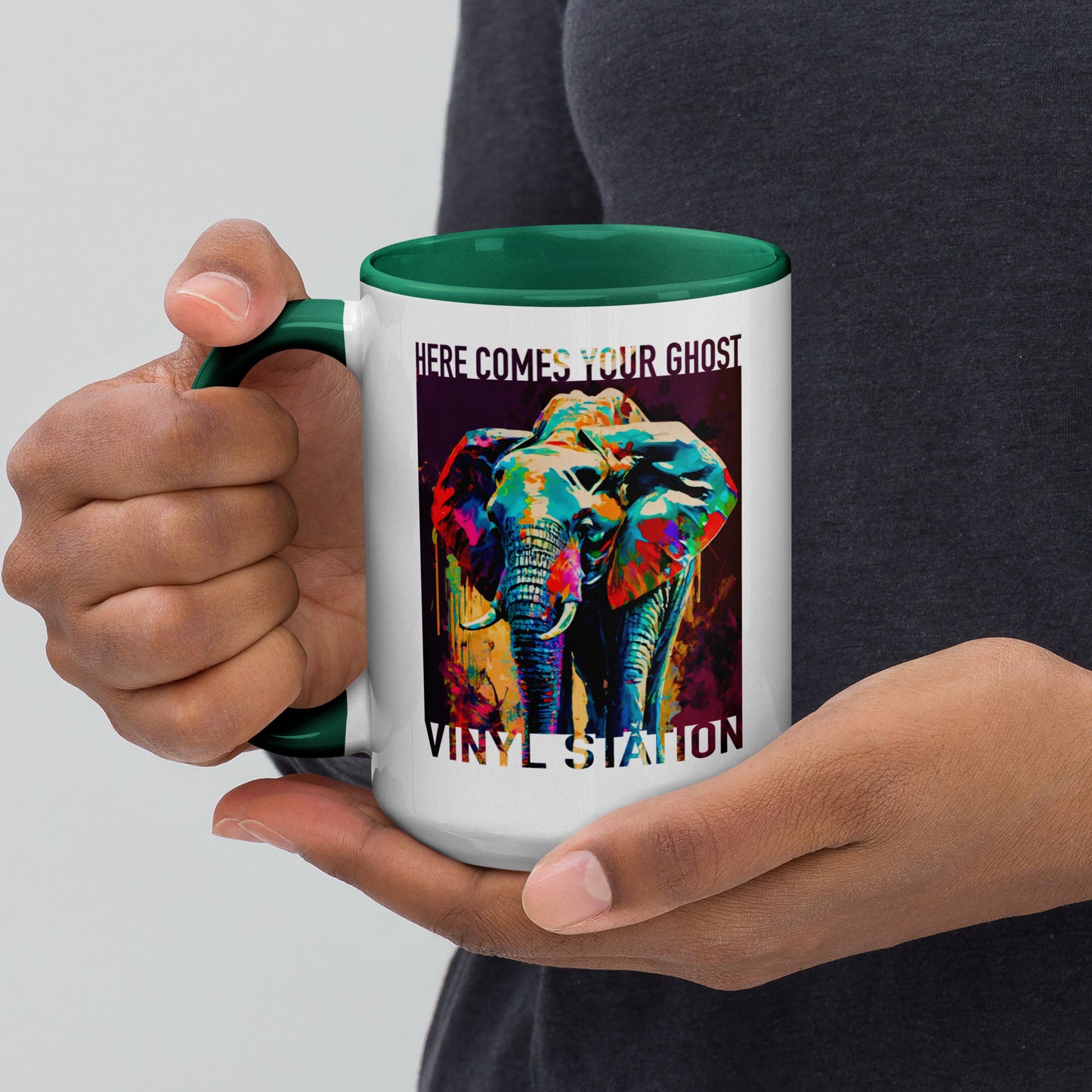 Vinyl Station - Mug with Color Inside - Here Comes Your Ghost