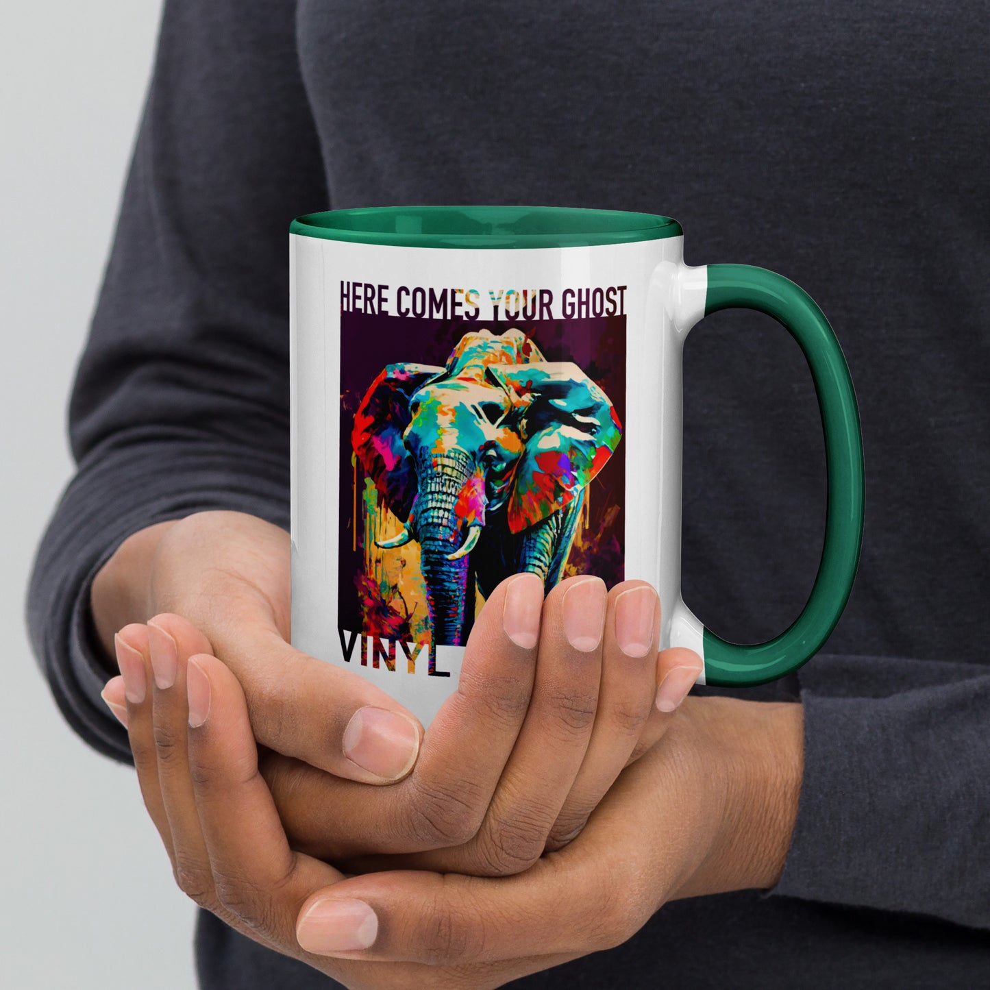 Vinyl Station - Mug with Color Inside - Here Comes Your Ghost