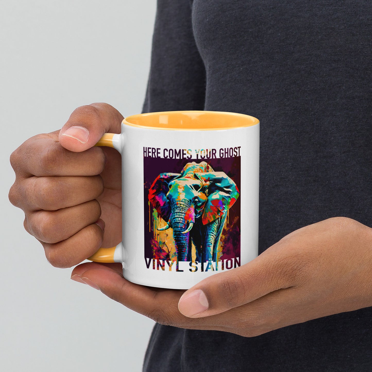 Vinyl Station - Mug with Color Inside - Here Comes Your Ghost