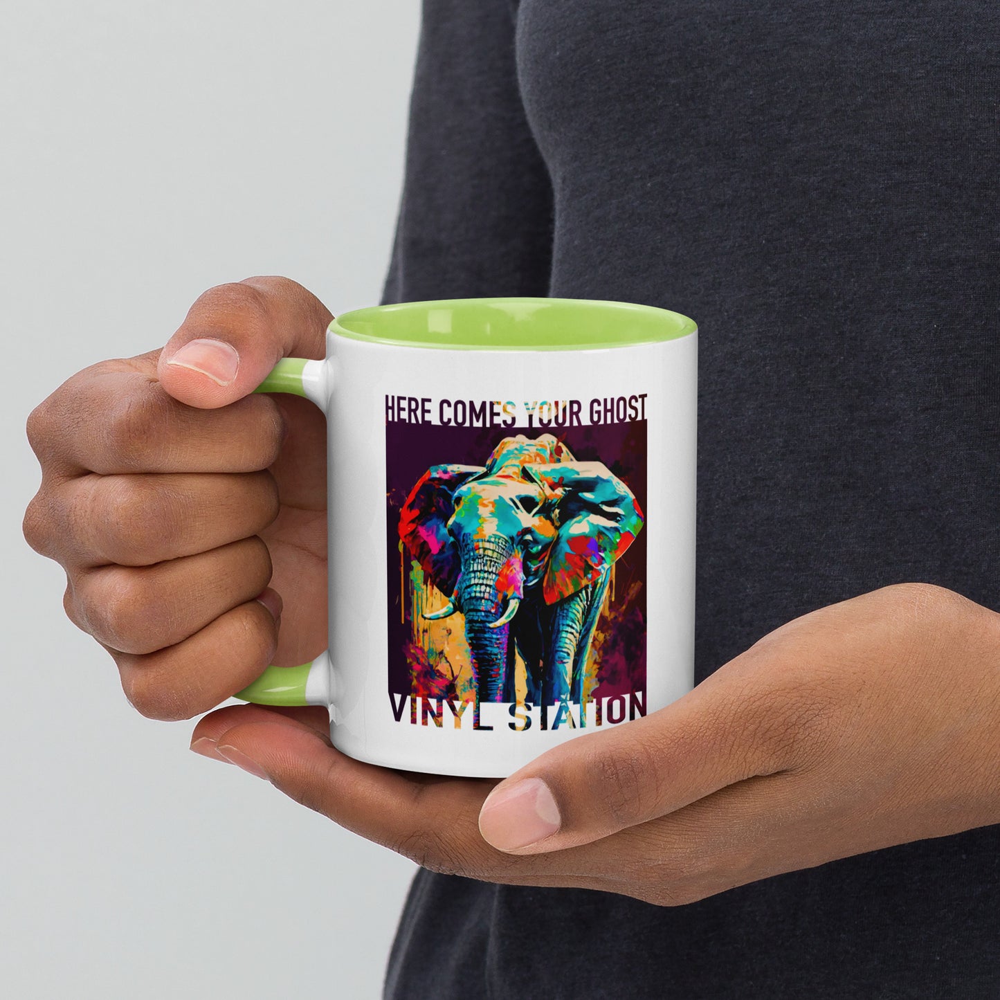 Vinyl Station - Mug with Color Inside - Here Comes Your Ghost