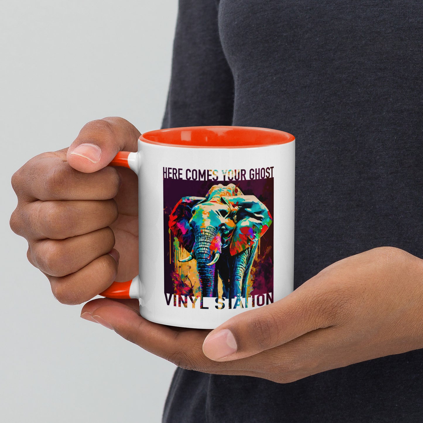Vinyl Station - Mug with Color Inside - Here Comes Your Ghost