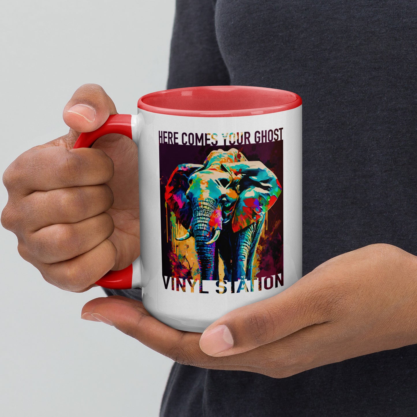 Vinyl Station - Mug with Color Inside - Here Comes Your Ghost