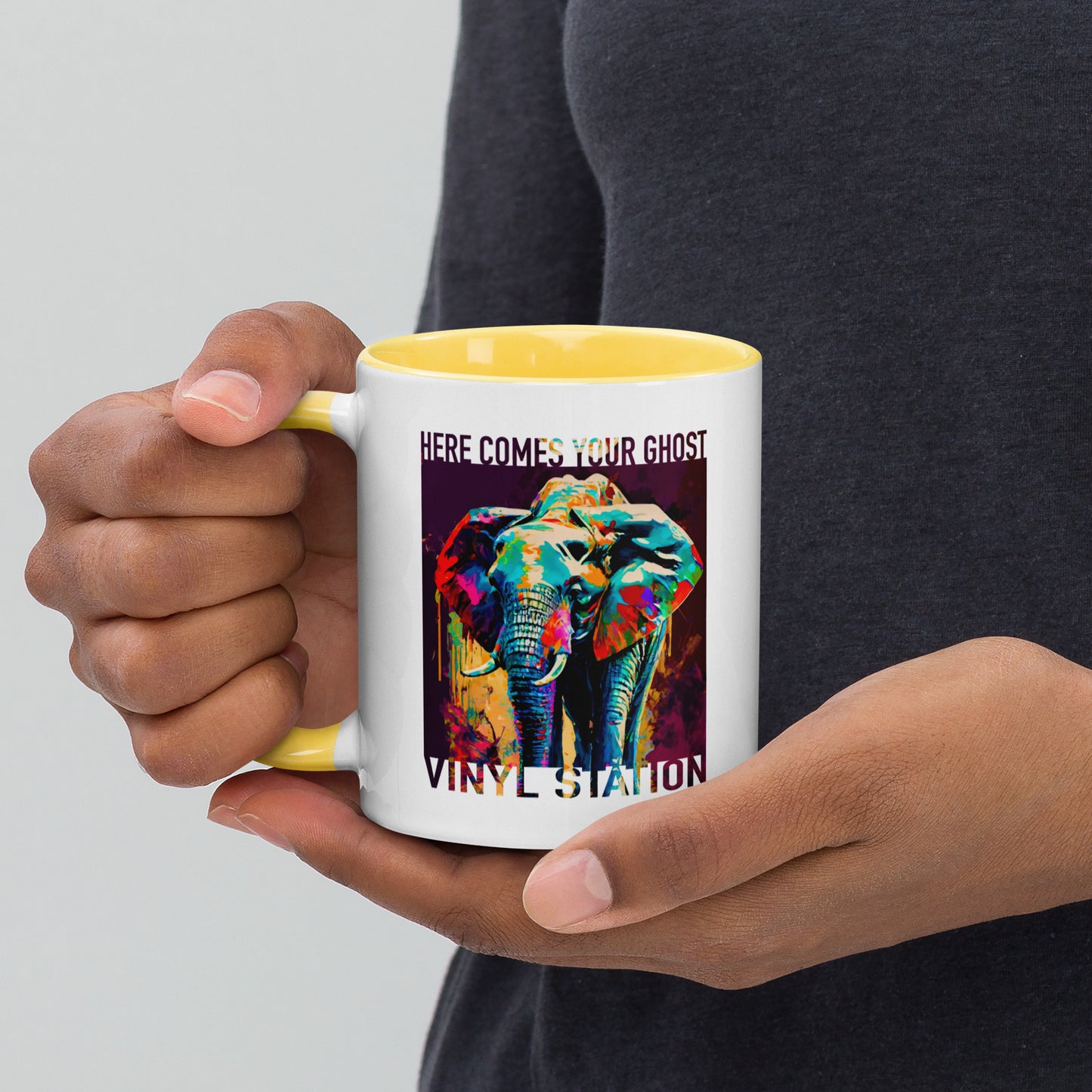 Vinyl Station - Mug with Color Inside - Here Comes Your Ghost