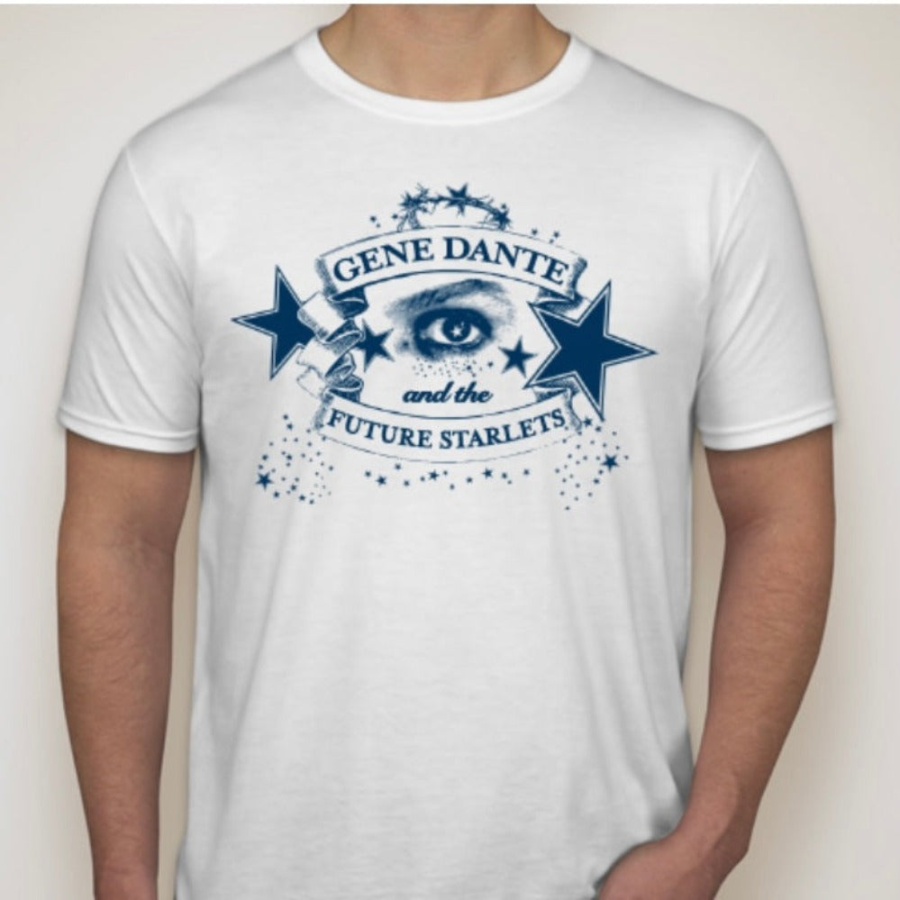 Gene Dante white t-shirt with Arden Miller logo